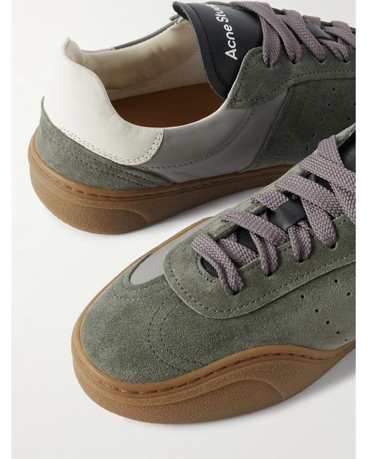 Acne Gray Sneakers Aus Veloursleder Und Leder