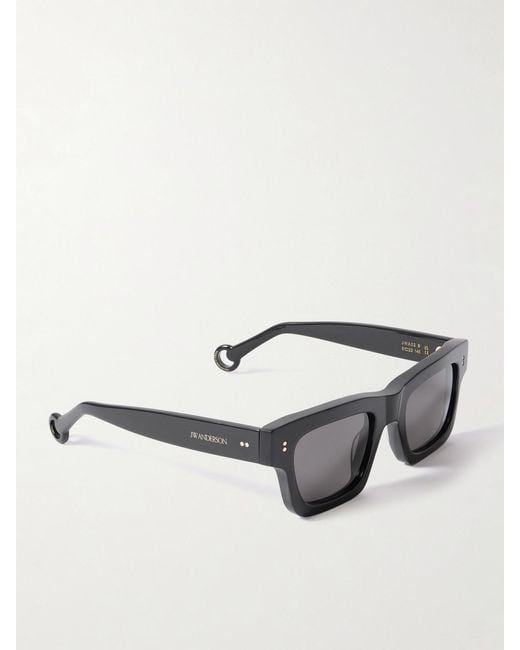 J.W. Anderson Black Rectangular-Frame Acetate Sunglasses