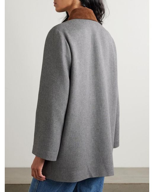 Manteau En Tissu À Finitions En Velours Côtelé Freya Veronica Beard en coloris Gray