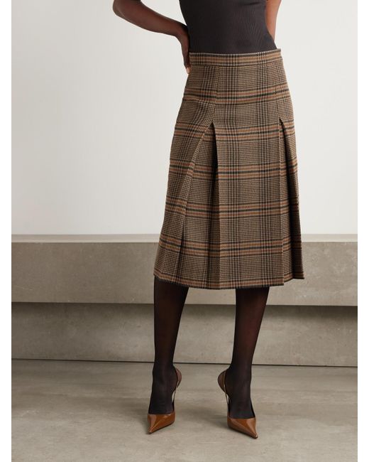 Saint Laurent Brown Midirock Aus Wolle Mit Glencheck-Muster