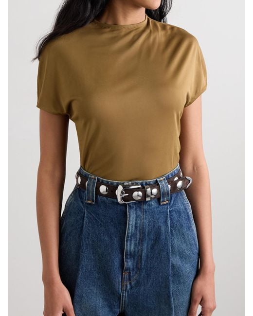 Khaite Brown Benny Studded Suede Belt