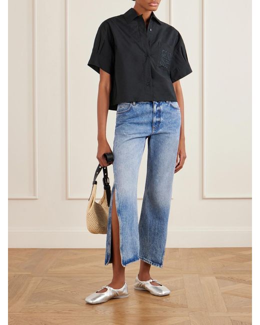 Loewe Blue Paula's Ibiza Anagram-Embroidered Cotton-Blend Shirt