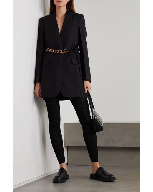 Givenchy Black Leggings Aus Pointelle-Strick Mit Stretch-Anteil