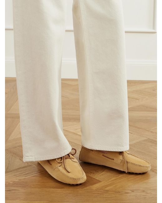 Polo Ralph Lauren Natural Bow-Detail Suede Moccassins