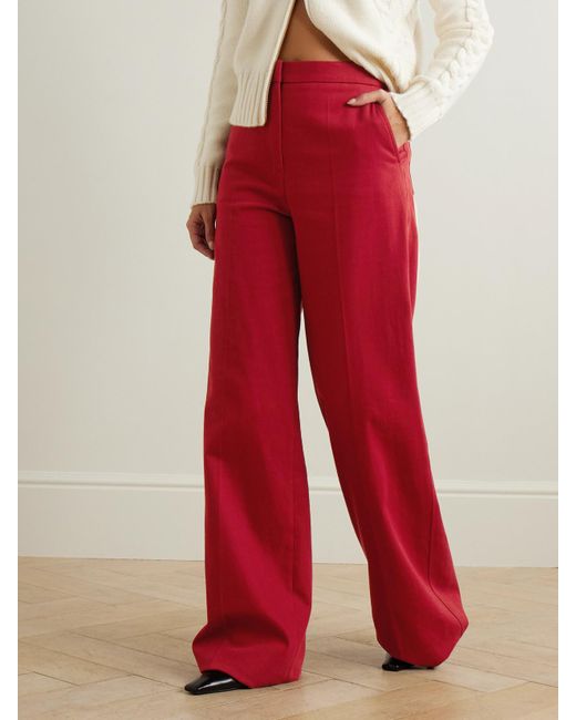 Max Mara Red Ruggero Hose Mit Weitem Bein Aus Baumwoll-Twill