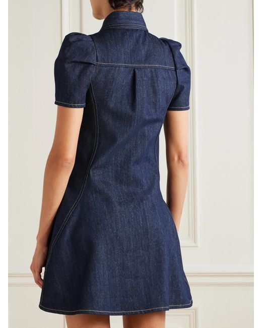 Alexander McQueen Blue Paneled Denim Mini Dress