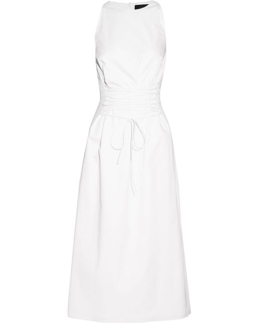 The Row Lao Lace up Stretch cotton Poplin Midi Dress in White Lyst