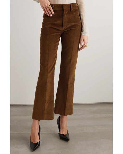 Petar Petrov Brown Cropped Cotton-Corduroy Skinny Pants