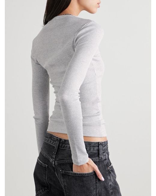 Agolde White Delphi Ribbed Jersey Top