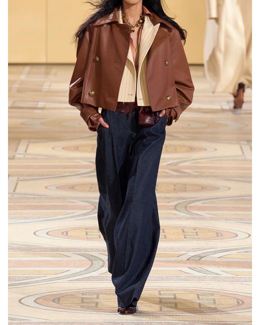 Zimmermann Brown Hypnotic Belted Cropped Leather Jacket