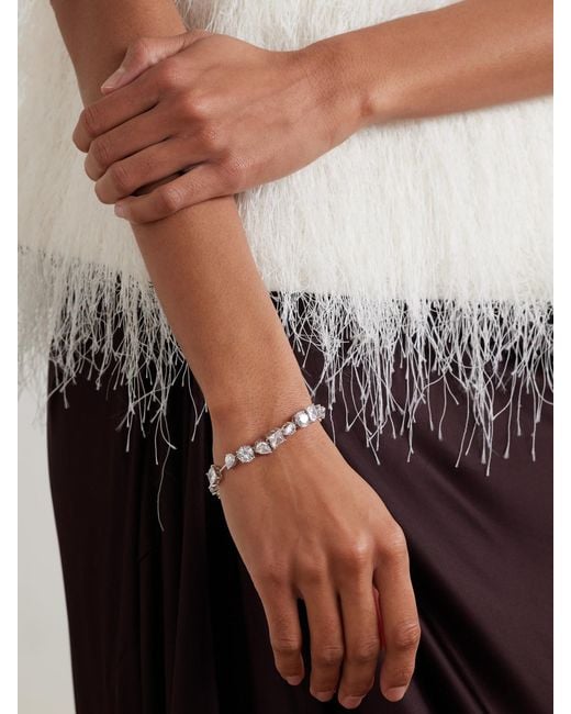 Completedworks White Delicate Rhodium-Plated Cubic Zirconia Bracelet