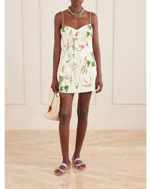 Cara Cara White Cherry Printed Linen Mini Dress
