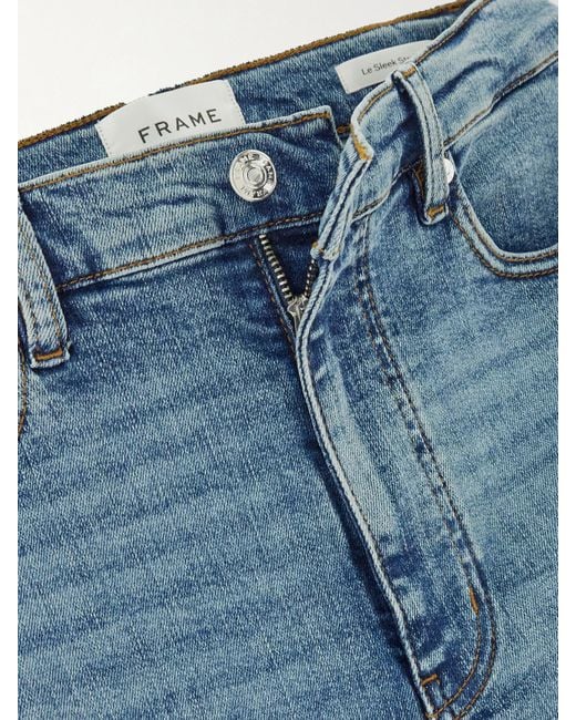 FRAME Blue Le Sleek Hoch Sitzende Jeans Mit Geradem Bein