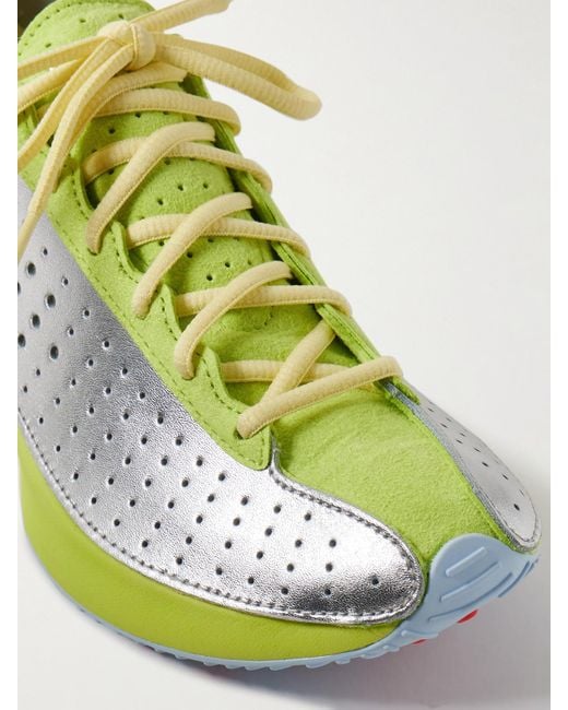 Nike Green Air Superfly Suede And Perforated Metallic Leather Sneakers