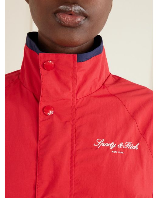 Sporty & Rich Logo-Embroidered Shell Jacket