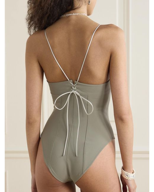 Ludovic de Saint Sernin White Whipstitched Swimsuit