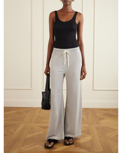 James Perse White Cotton-Terry Wide-Leg Track Pants