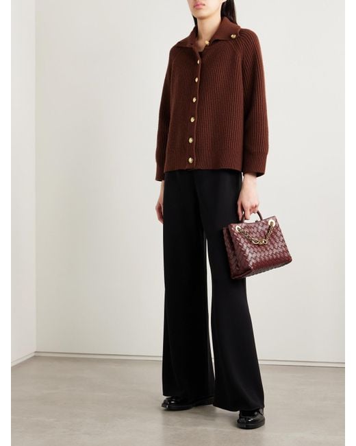 Nili Lotan Brown Deryl Cardigan Aus Geripptem Kaschmir