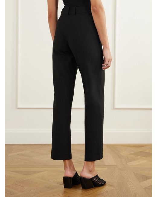 D'Estree Black Tina Gallie Crepe Straight-Leg Pants