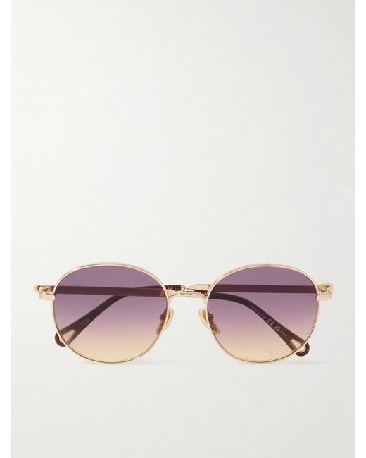 Chloé Purple Aly Round-Frame-Tone Sunglasses