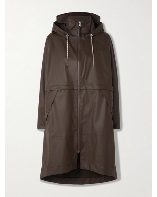 Varley Brown Kirsten Hooded Paneled Coated-Shell Jacket