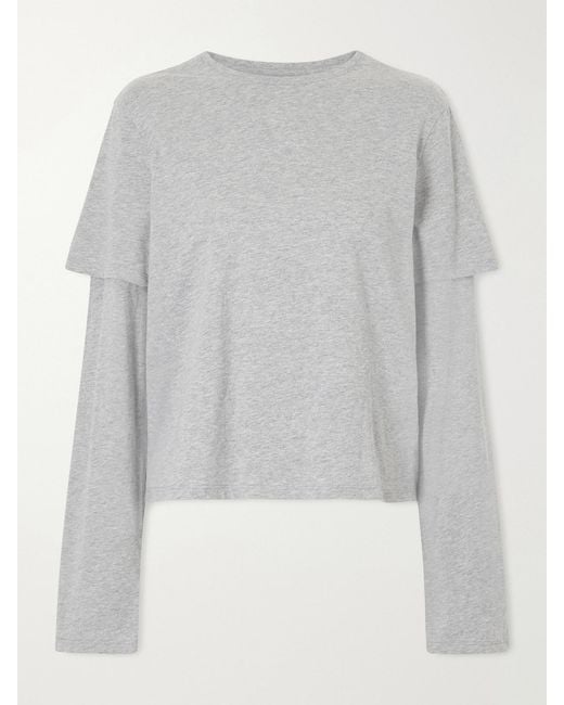 Still Here Gray 2Tee Layered Cotton-Jersey T-Shirt