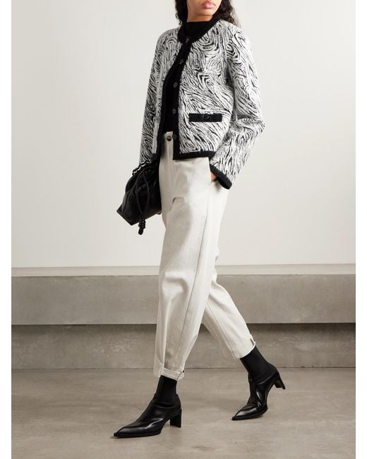 Proenza Schouler Gray Amina Brushed Jacquard-Knit Cardigan