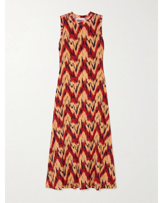 Ulla Johnson Red Orla Midikleid Aus Bedrucktem Stretch-Jersey