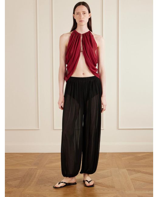 Aflalo Black Lolana Satin-Jersey Balloon Pants