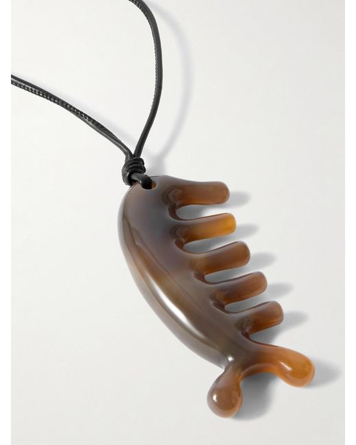 Lemaire White Beluga Gua Sha Aragonite Cord Necklace