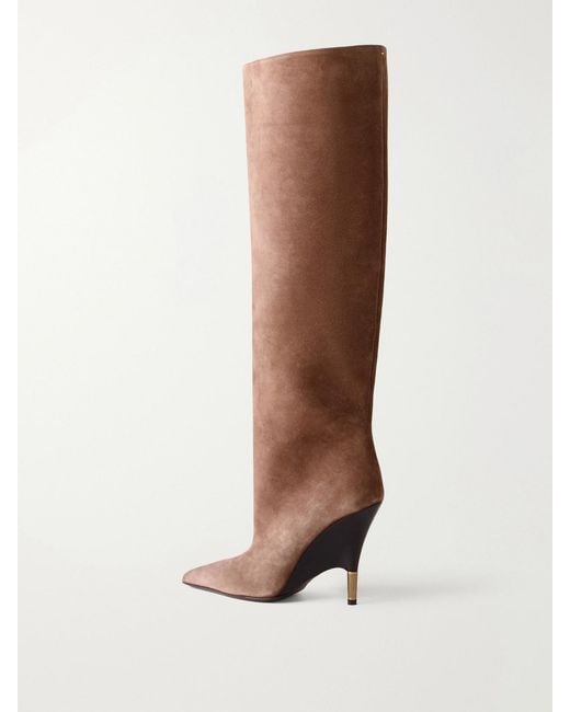 Khaite Brown Bella Suede Knee Boots