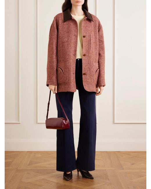 Blazé Milano Brown Clelia Corduroy-Trimmed Herringbone Jacket