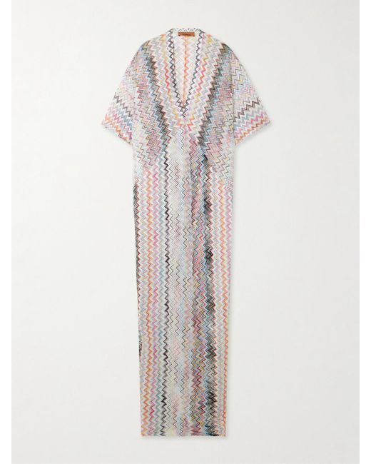 Missoni White Striped Crochet-Knit Coverup