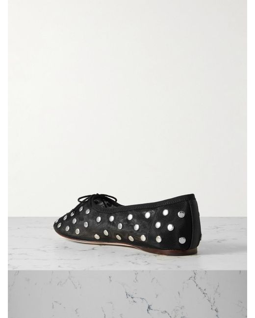 Loeffler Randall Black Landon Studded Mesh Ballet Flats