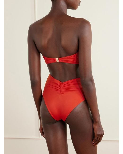 Johanna Ortiz Red Seawaters Embellished Bikini Top