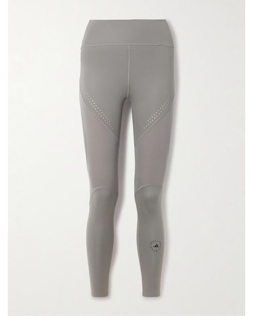 Adidas By Stella McCartney Gray Truepurpose Leggings Aus Recyceltem Stretch-Material Mit Perforationen