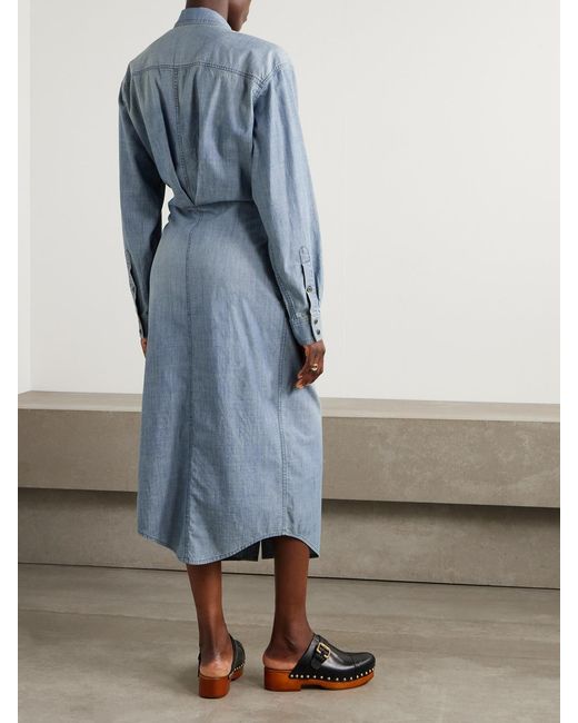 Isabel Marant Blue Nolwen Cotton-Chambray Midi Shirt Dress