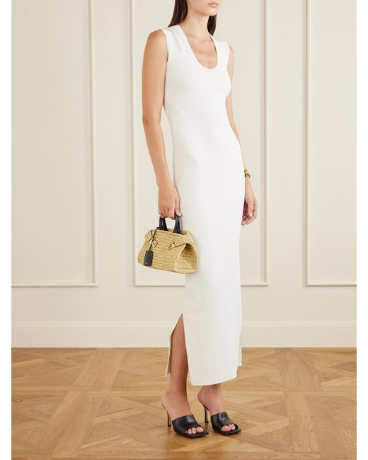 Ferragamo Metallic Hug Leather-Trimmed Raffia Mini Shoulder Bag