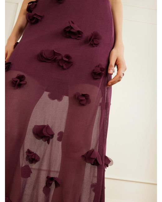 Jonathan Simkhai Purple Cora Floral-Appliqué Midi Skirt