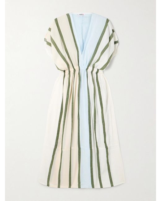 Lemlem Blue Leila Striped Cotton-Blend Coverup
