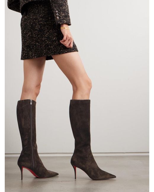 Christian Louboutin Black Miss Z 80 Suede Knee Boots