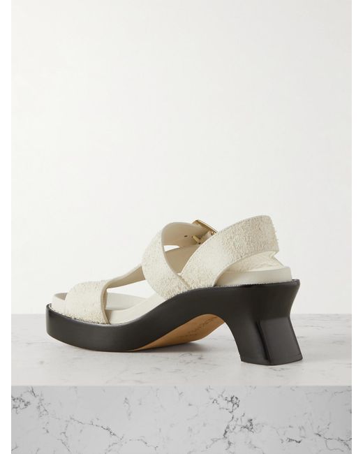 Loewe White Ease Brushed-Suede Sandals