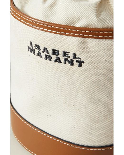 Isabel Marant Multicolor Samara Embroidered Small Leather-trimmed Canvas Bucket Bag