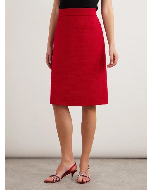 Valentino Garavani Red Wool-Blend Tweed Skirt