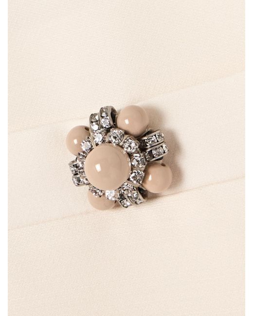 Valentino Garavani Natural Embellished Wool And Silk-Blend Crepe Mini Skirt