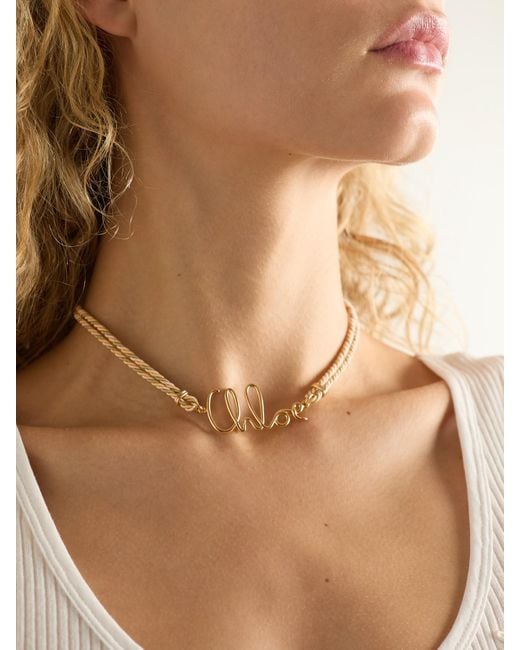 Chloé Natural Kette Mit Kordel Und Goldfarbenen Details