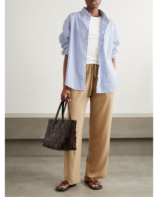 Matteau Blue Net Sustain Striped Organic Cotton-Poplin Shirt