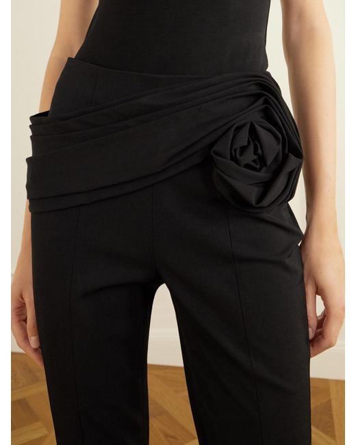 Carolina Herrera Blue Gathered Wool-Blend Twill Straight-Leg Pants