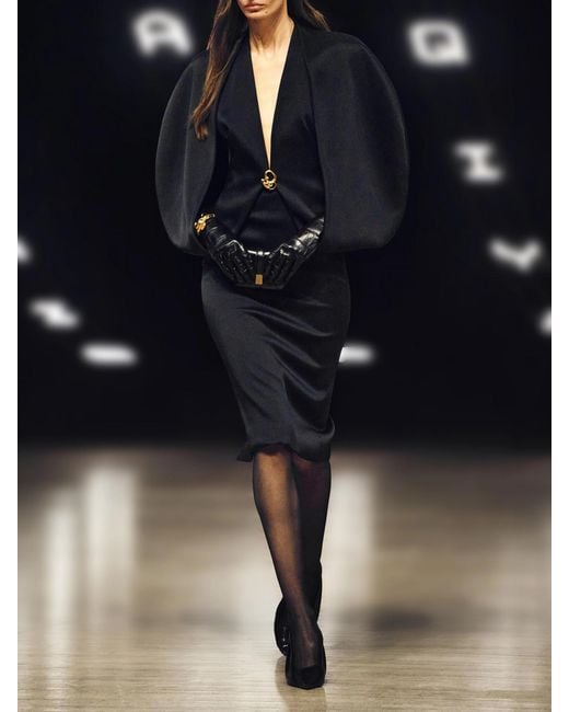 Khaite Black Dakota Crepe-Satin Midi Dress