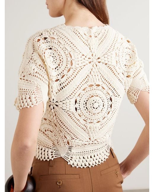 Ulla Johnson Natural Maddalena Scalloped Crocheted Cotton Blouse